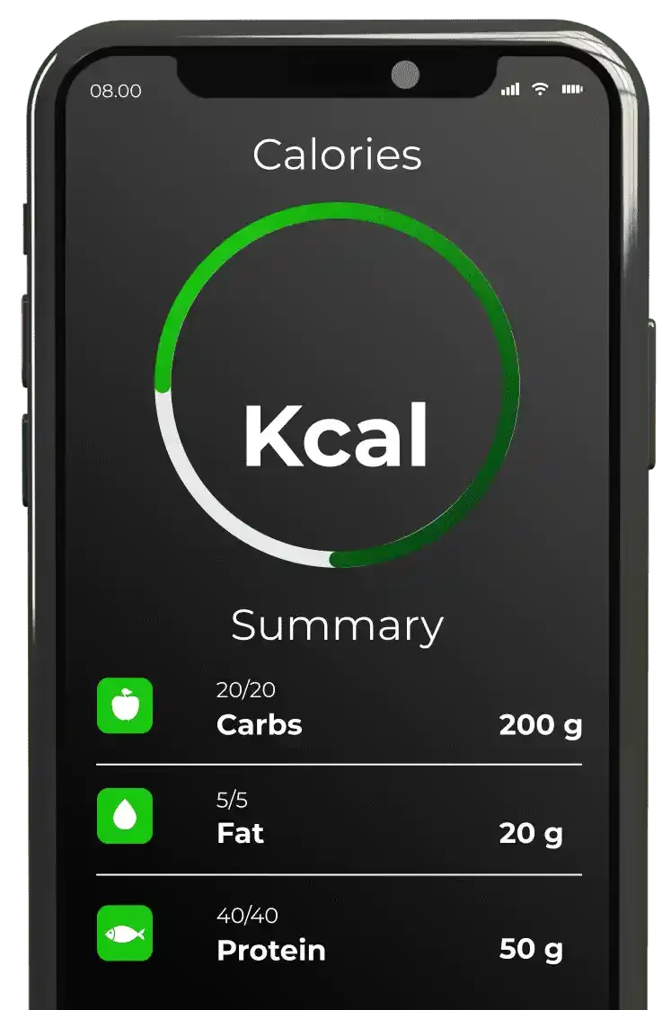 Calories summary phone view
